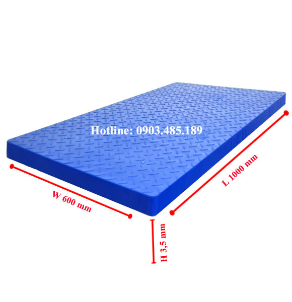 Tấm pallet nhựa lót sàn không chân mặt đặc ( KT : L 1000 x W 600 x H 35 mm )